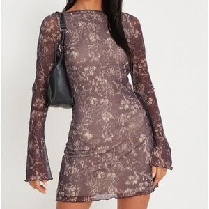 Motel Rocks Sevila Dress Batik Botanical Dark Brown